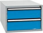 Bloc tiroirs pour établi 4 tiroirs acier 70 x 53 x 65 cm – HxLxP 40x53x70cm – 2x tiroir, Gris Clair/Bleu Clair