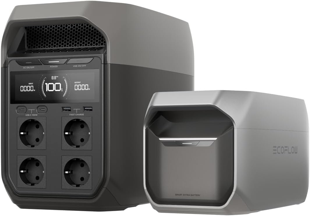 Station électrique portable EF EcoFlow DELTA 3 Plus avec batterie supplémentaire, 2k Wh de capacité, alimentation de secours extensible de camping, urgences domestiques et RV Station électrique portable EF EcoFlow DELTA 3 Plus avec batterie supplémentaire, 2k Wh de capacité, alimentation de secours extensible de camping, urgences domestiques et RV