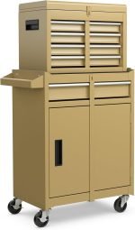 Servante d’atelier métal 5 tiroirs avec coffre amovible – Hauteur 102cm, Jaune