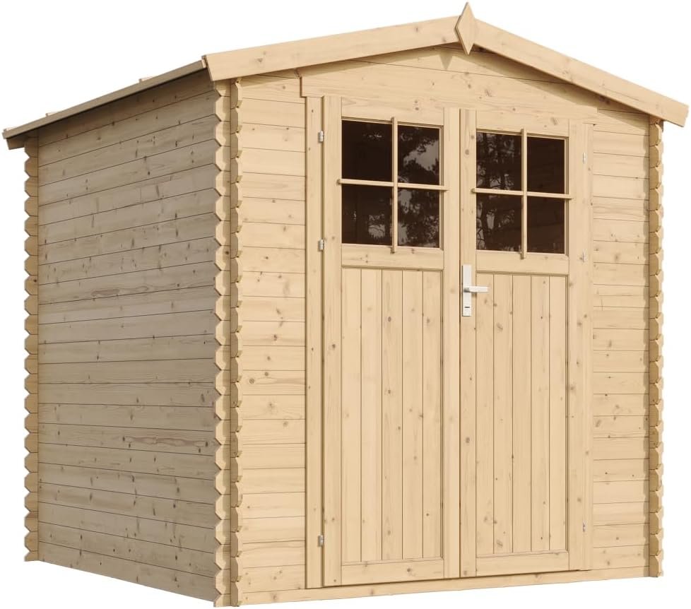 Abri de Jardin en Bois avec Sol TRAITÉ – Stockage extérieur I216xL206xH218 cm/ 3.53 m2 Petit abri à Outils, Local à vélos – Toit imperméable, fenêtres TIMBELA M343C+M343G Abri de Jardin en Bois avec Sol TRAITÉ – Stockage extérieur I216xL206xH218 cm/ 3.53 m2 Petit abri à Outils, Local à vélos – Toit imperméable, fenêtres TIMBELA M343C+M343G