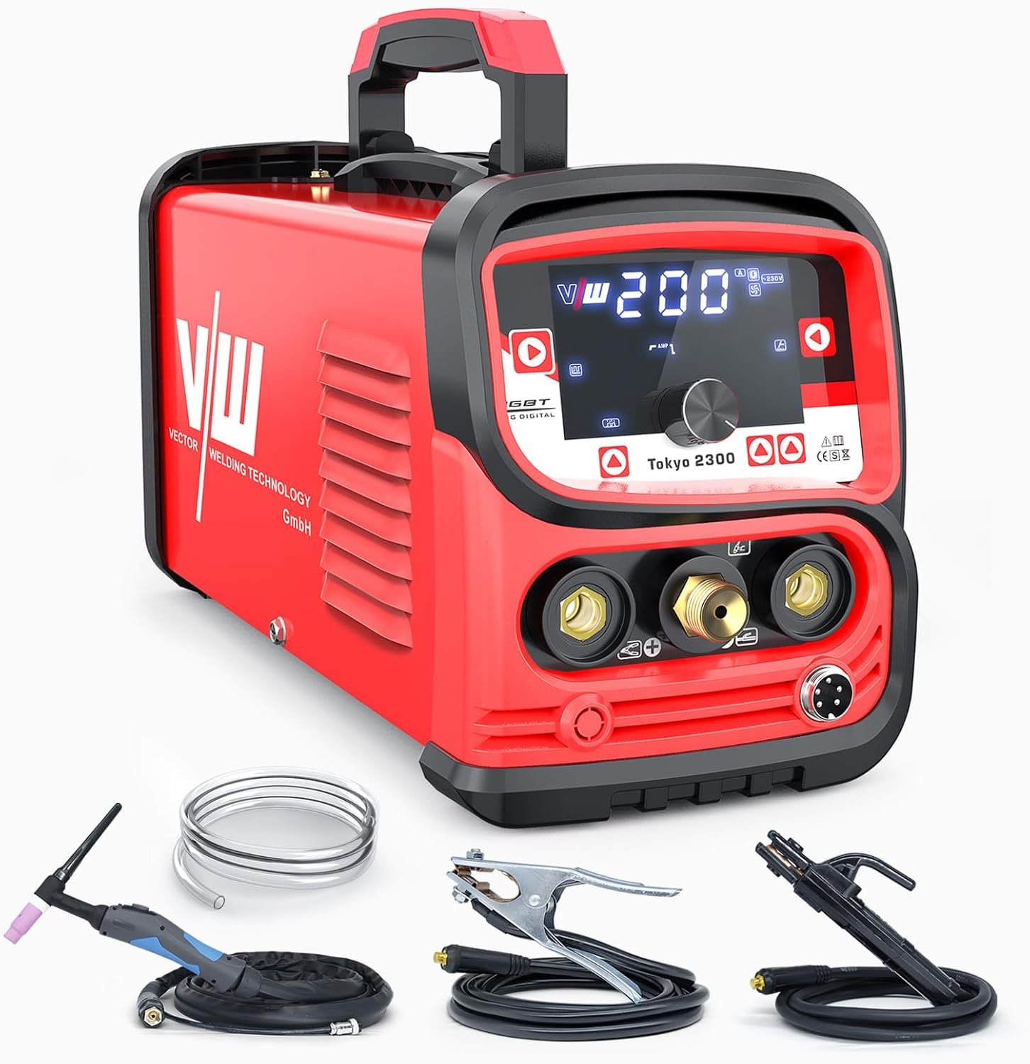 Poste à souder TIG avec 200 ampères et fonction de soudage à l'électrode 170 ampères | Fonction d'impulsion – pré- et post-écoulement de gaz – onduleur – IGBT – Tokyo 2300 de Vector Welding Poste à souder TIG avec 200 ampères et fonction de soudage à l'électrode 170 ampères | Fonction d'impulsion – pré- et post-écoulement de gaz – onduleur – IGBT – Tokyo 2300 de Vector Welding