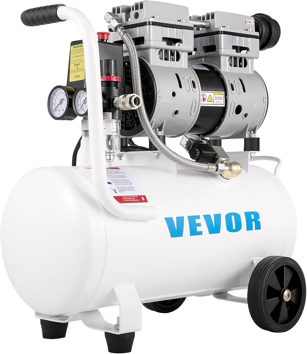VEVOR Compresseur d'air silencieux sans huile 22 gallons 80 l air comprimé silencieux avec 2 manomètres pour réparation domestique, nettoyage du chauffage au sol, peinture en tôle VEVOR Compresseur d'air silencieux sans huile 22 gallons 80 l air comprimé silencieux avec 2 manomètres pour réparation domestique, nettoyage du chauffage au sol, peinture en tôle