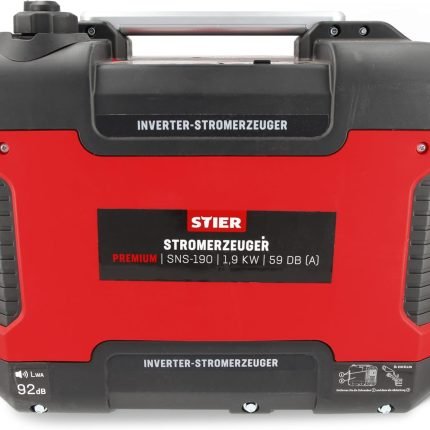 STIER Groupe électrogène SNS-200 2,0 kW, 65 dBA, esssence, 10L, portable à essence, générateur d'énergie