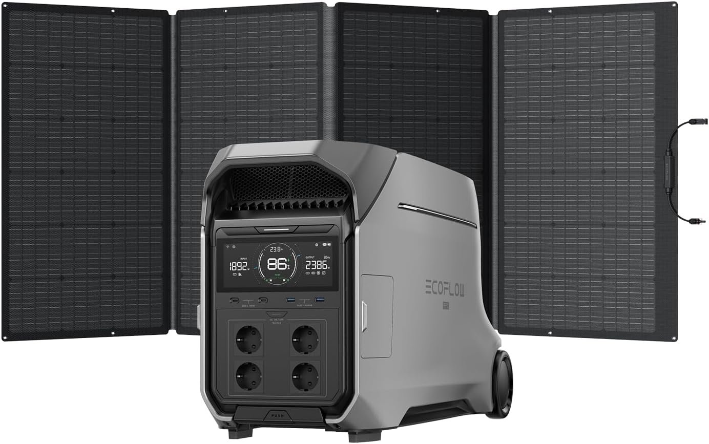 Station électrique portable EF ECOFLOW DELTA Pro 3, batterie LFP 4 096 Wh, extensible à 12 kWh, sortie CA 230 V 4 000 W, générateur solaire pour usage domestique, camping, urgences, camping-cars Station électrique portable EF ECOFLOW DELTA Pro 3, batterie LFP 4 096 Wh, extensible à 12 kWh, sortie CA 230 V 4 000 W, générateur solaire pour usage domestique, camping, urgences, camping-cars
