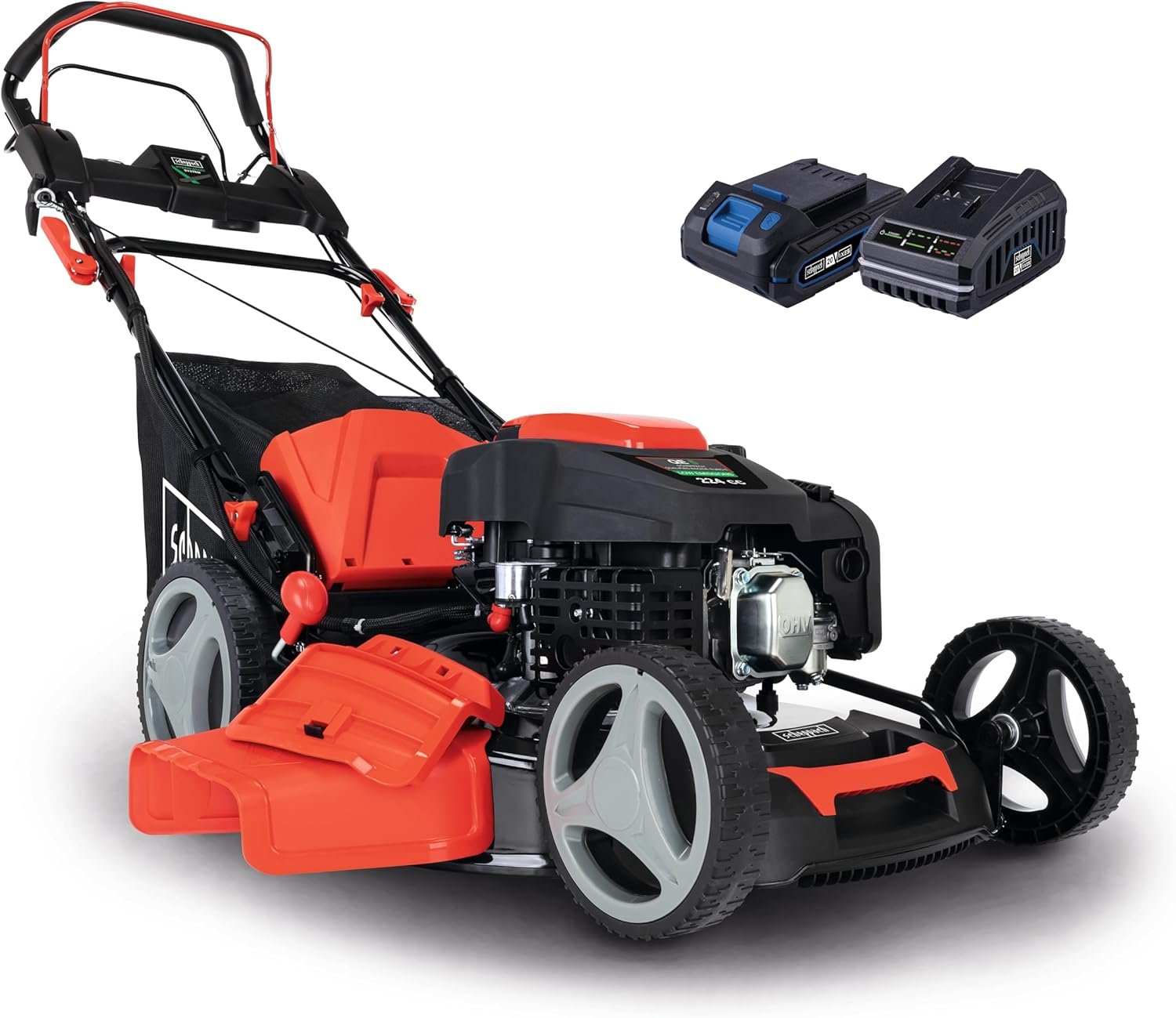 Scheppach Tondeuse à Gazon Hybride MS225-53E – Moteur 4 Temps 224 cm3 / 6 CV – 4400 W – Largeur de Coupe 53 cm – Démarrage électrique – Bac 65 L – Batterie 2Ah + Chargeur Inclus Scheppach Tondeuse à Gazon Hybride MS225-53E – Moteur 4 Temps 224 cm3 / 6 CV – 4400 W – Largeur de Coupe 53 cm – Démarrage électrique – Bac 65 L – Batterie 2Ah + Chargeur Inclus