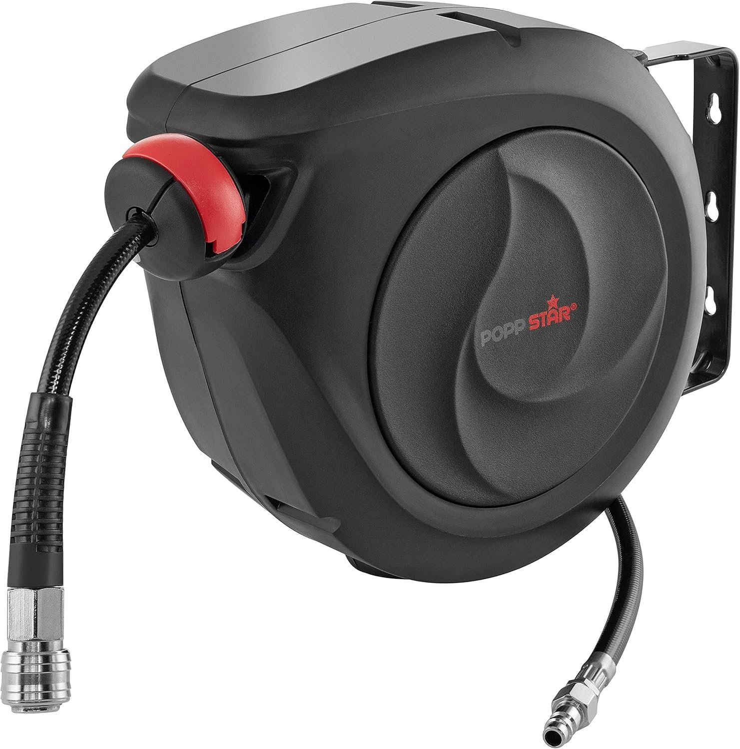 Poppstar Enrouleur de tuyau d'air comprimé tuyau: 30m + 2m, diamètre intérieur 3/8"e; 9,5x15mm, raccord en laiton 1/4"e; BSPT, Devidoir de tuyau d'air avec rembobinage automatique Poppstar Enrouleur de tuyau d'air comprimé tuyau: 30m + 2m, diamètre intérieur 3/8"e; 9,5x15mm, raccord en laiton 1/4"e; BSPT, Devidoir de tuyau d'air avec rembobinage automatique