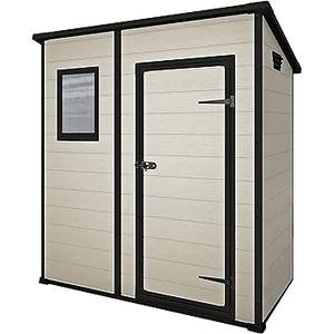 Abri de jardin monopente 1,8 m² polypropylène anti-UV plancher fenêtre charge toiture 75 kg/m² Abri de jardin monopente 1,8 m² polypropylène anti-UV plancher fenêtre charge toiture 75 kg/m²