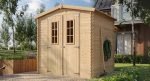 Abri de jardin en bois avec plancher traité 3,53 m² portes doubles et fenêtres