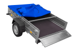 Remorque sur ressorts UNITRAILER Garden 201/R KIPP 200×125 châssis H-0 bâche bleue 750 kg
