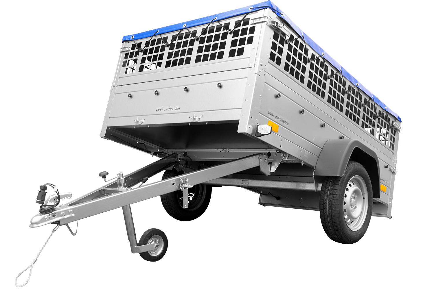 Remorque utilitaire UNITRAILER Garden Trailer 201 KIPP 200×125 bâche plate ridelles grillagées roue jockey Remorque utilitaire UNITRAILER Garden Trailer 201 KIPP 200×125 bâche plate ridelles grillagées roue jockey